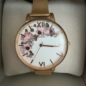 NWT Olivia Burton Women's Rose Gold Watch with Floral Dial
